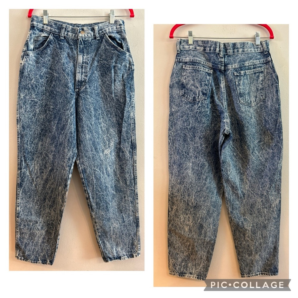 Vintage 80s 90s acid wash high waist tapered baggy mom jeans USA Made 16 12 L